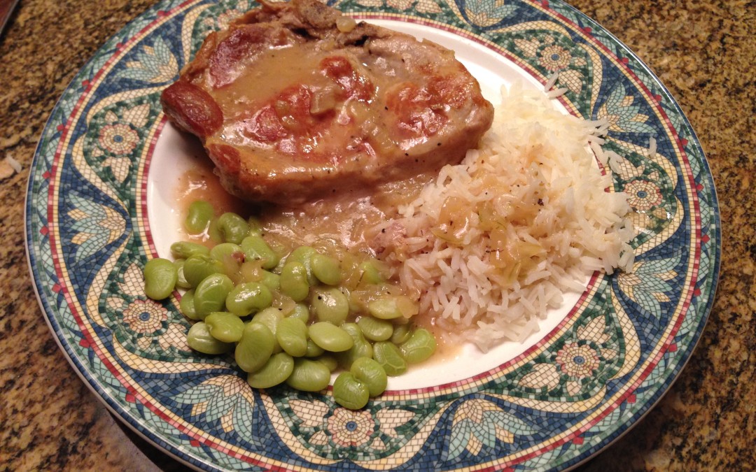 Southern Style Pork Chops with Lima Beans and Rice