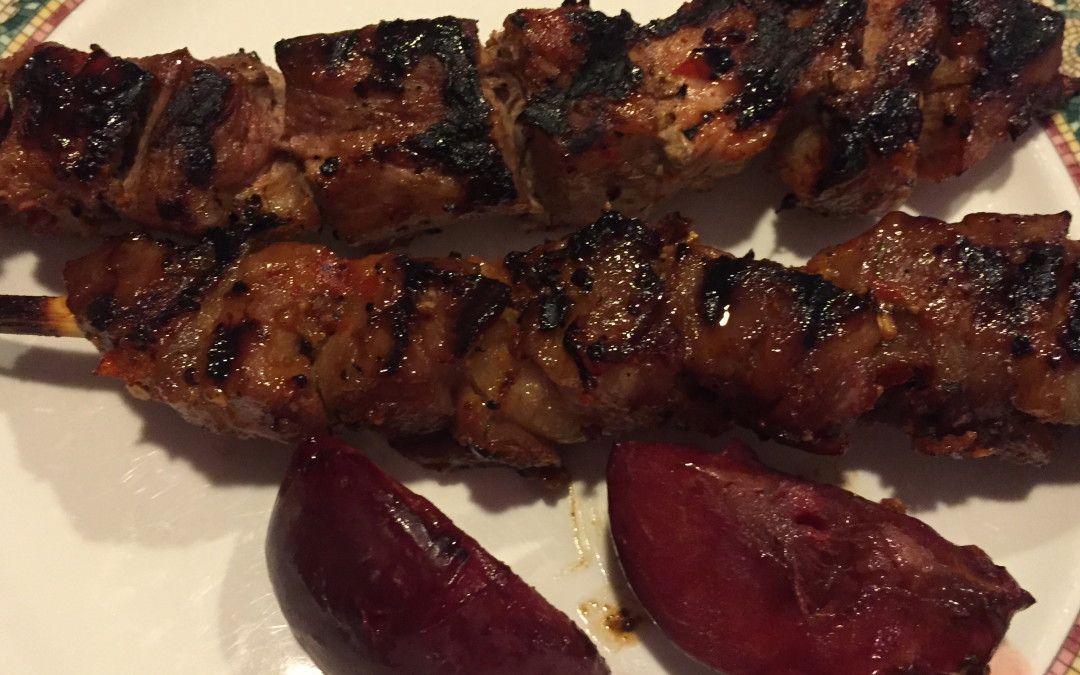 Grilled Barbecue Pork and Plum Kabobs